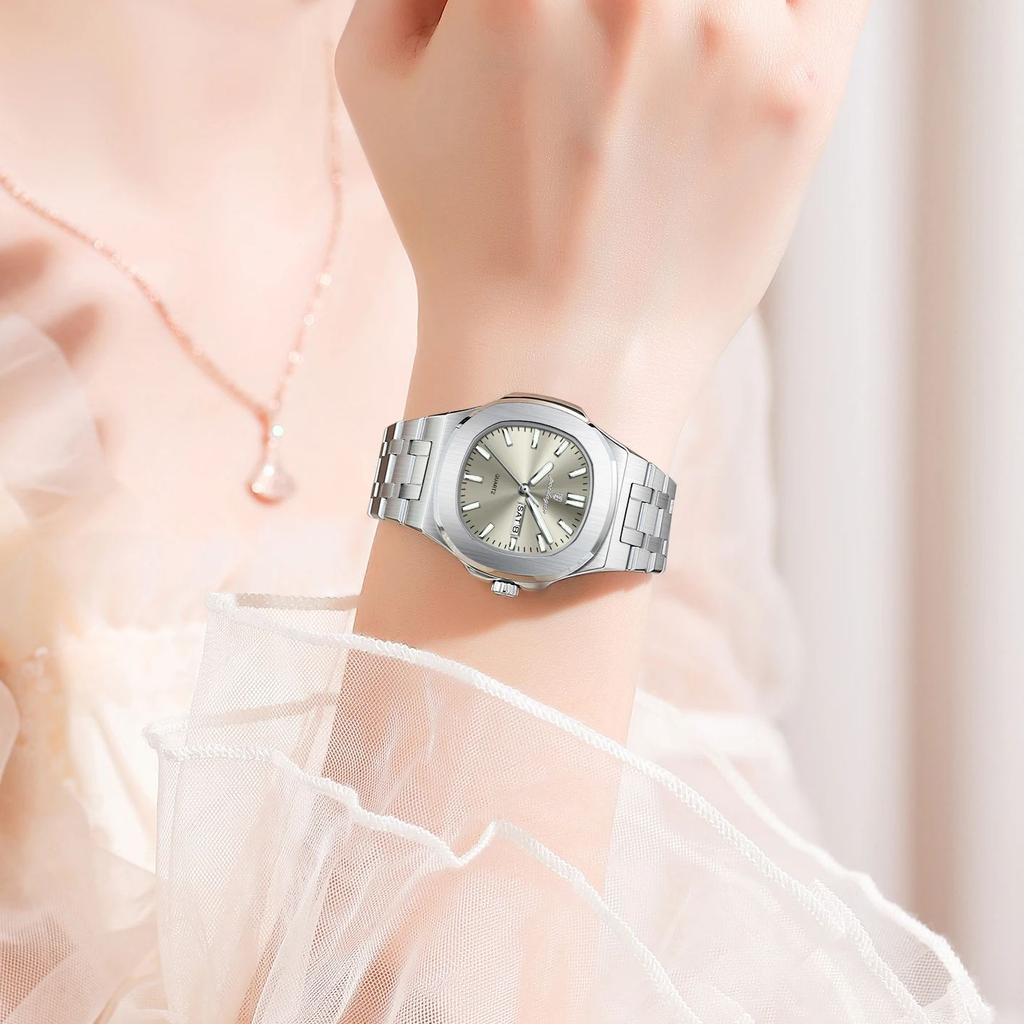 Watch For Woman Luminous Date Week Square Ladies Watch Stainless Steel Quartz Women's Watches Female Reloj