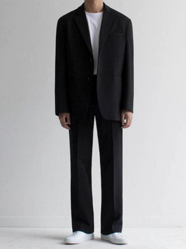 Herren Casual Schwarzes Anzugset - Frühling/Herbst Trendiger Koreanischer Stil Formelle Kleidung