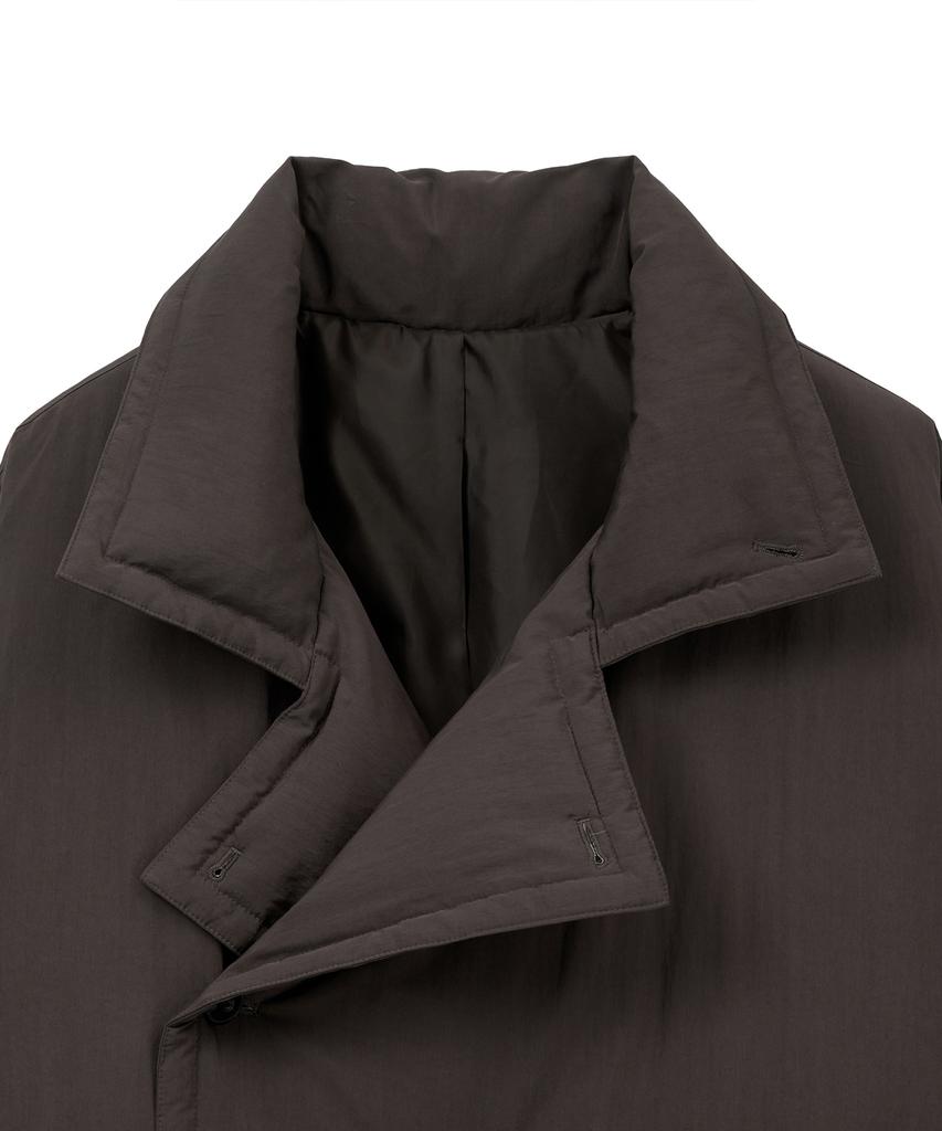 Noirer Padded Wrap Trench Coat (Burgundy)