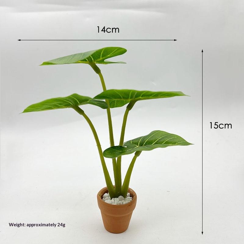 

1Pcs Dollhouse Mini Philodendron 6-Petaled Rose Potted Plant Mini Leaf Potted Garden Home Decoration Model