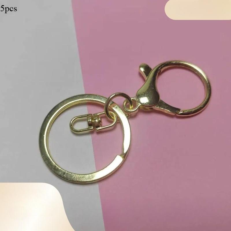 5Pcs/set  Keychain Ring Chain Metal Pendant Lobster Buckle Three-piece Set with 8 Characters Color Retention Plated DIY Jewelry Accessories