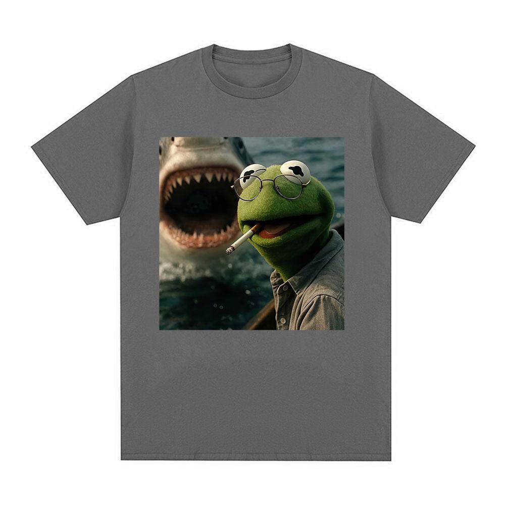 Dark Humor Frog Shark Graphic Funny Meme Tshirt Women Clothing Fashion Tshirts Cotton Casual Short Sleeve T Shirts Streetwear