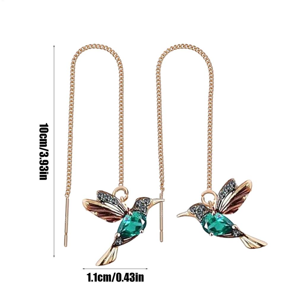 1 Pair Unique Long Drop Earrings Bird Pendant Tassel Crystal Pendant Earrings Ladies Jewelry Design 2 Colors Hummingbird Earring