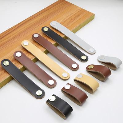 Brown Leather Handle for Cabinets, Wardrobes, Drawers, Boxes, and Luggage