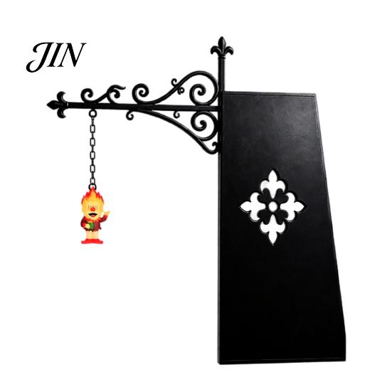 Thickened Iron Wall Mount Vintage Hanging Stand, Retro Decorative Hook Rack for Small Waterproof Rust-proof Hanger Ornaments, Black Wrought