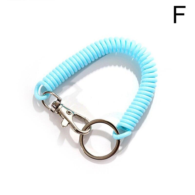 Elastischer Federseil-Schlüsselanhänger, Schlüsselanhänger, silberfarbener Metallkarabiner für Outdoor-Camping, Anti-verlorenes Telefon, Frühlings-Schlüsselanhänger