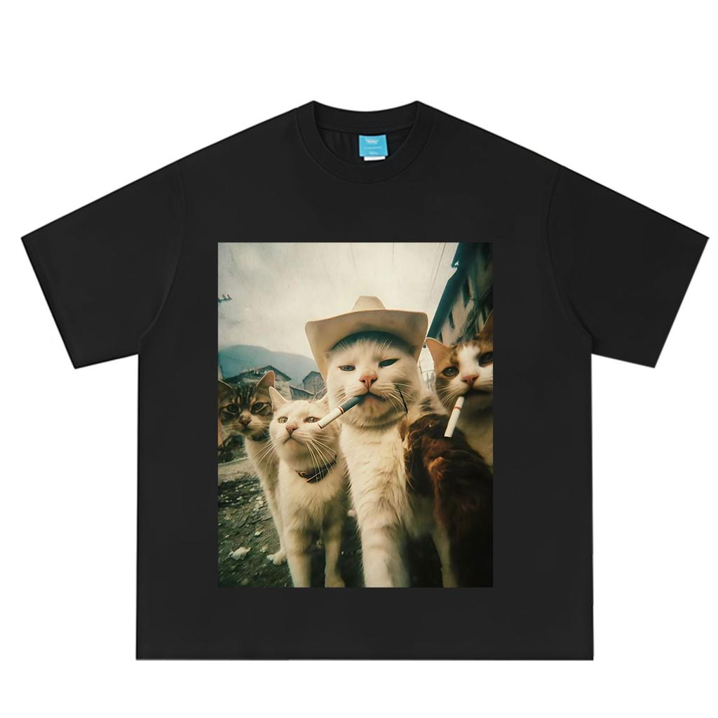 Funny Cat Meme Tshirt Unisex Unisex Hiphop Punk Tshirts Shortsleeved Fashion Loose Casual Cotton Summer Oversized Tshirts
