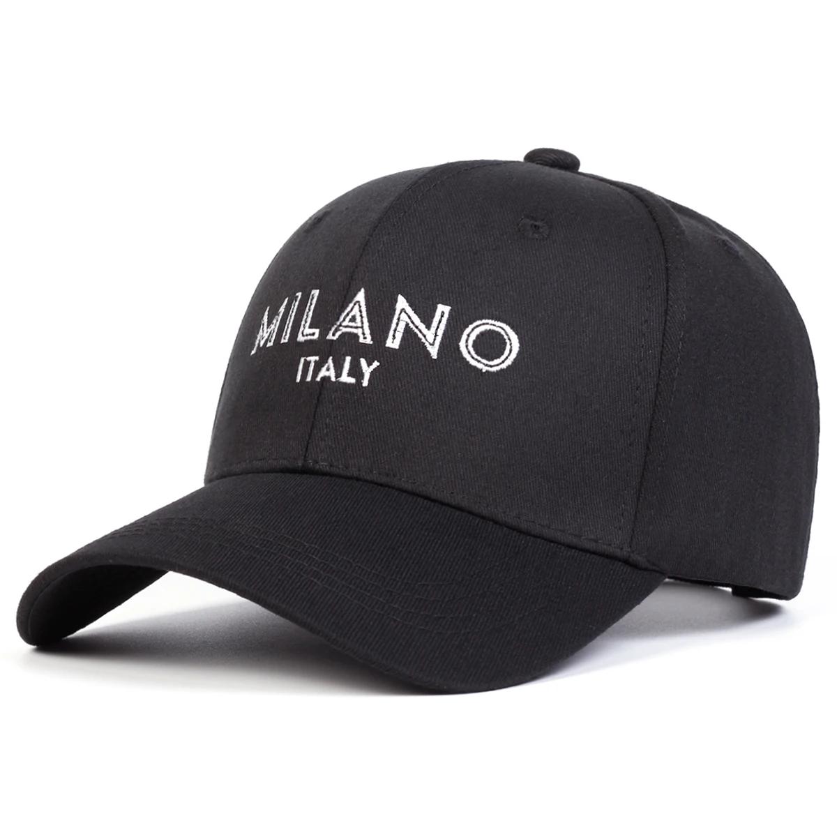

Unisex MILANO Letter Embroidery Baseball Caps Spring Autumn Outdoor Adjustable Casual Hats Sunscreen Hat чорний