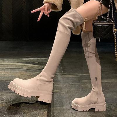 Mode Herbst Winter Damenmode Neu Overknee Stiefel Elastische Kniestiefel Dicker Hoher Absatz Sexy Mode Hohe Schaftstiefel Größe 35-40