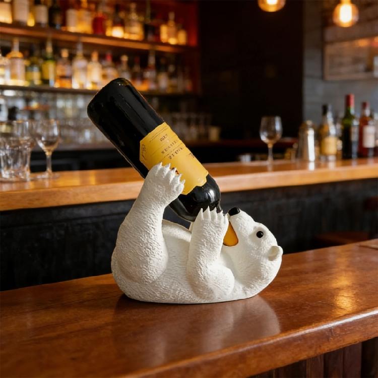 Creative Plastic Bear Bottle Rest For Displaying Wine In Kitchen Living Room Or Countertops Area Animal Home Decors
