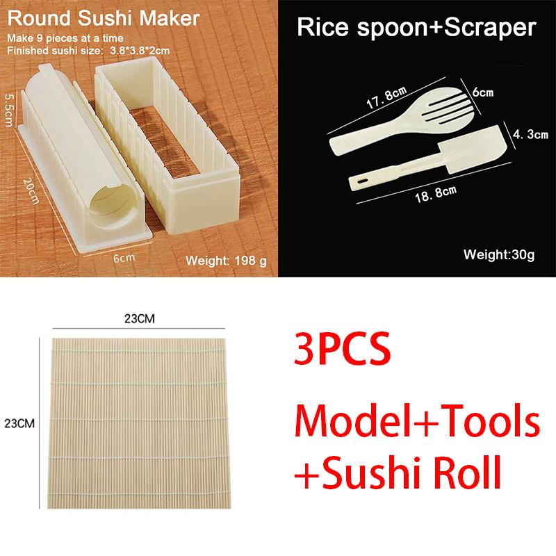 Make Sushi Machine Cutter Sushi Maker Kimbap Sushi Rolls Mold Round Square Heart-shaped Onigiri Molds Rice Balls