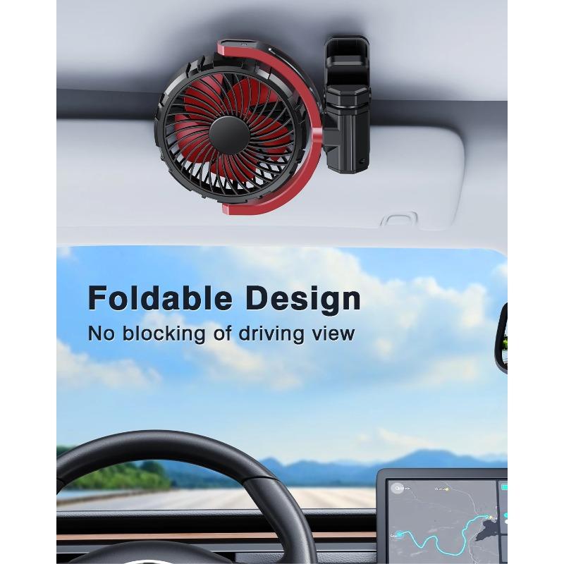 2000mAh USB Car Fan Rechargeable Brushless Cooler Summer Cooling Clamp Fan 900 Rotatable Portable Cooling Tool Electronic Fan
