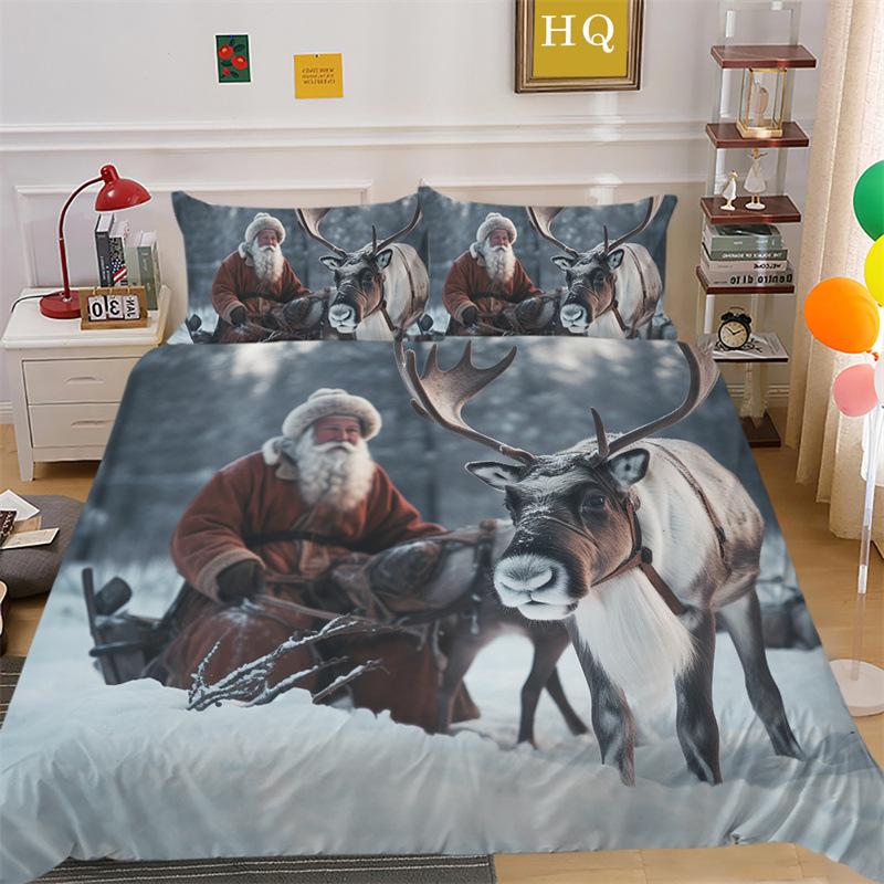 

Санта Лось 3D Печатный Полиэстеровый Наволочка Пододеяльник Набор из двух или трех предметов EU Single 135*200