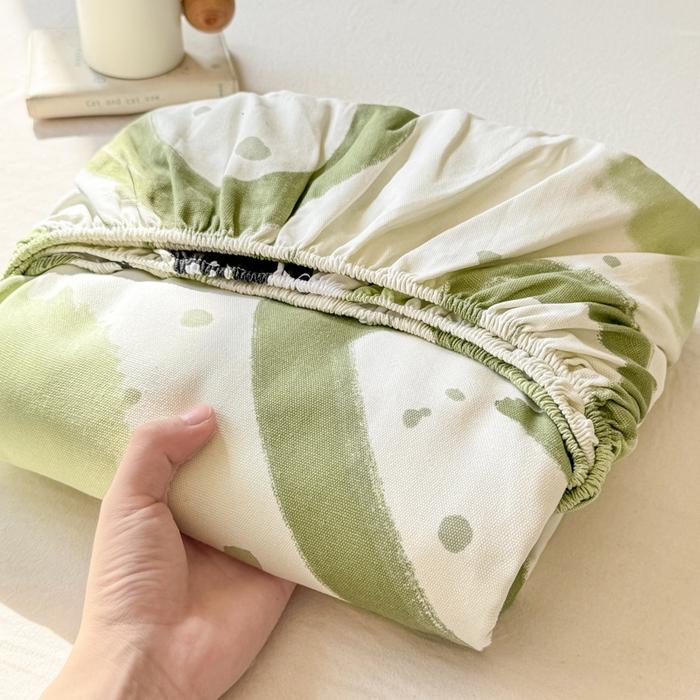 New Cotton Single Bed Cover A Fresh and Simple Country-style Floral Old Coarse Cloth Mattress Cover Bring Elastic Bedspreads