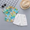 Boys' Island Style Short Sleeve Summer Clothes Set – Breathable Turn-Down Collar Shirt & Infant Two-Piece Outfit