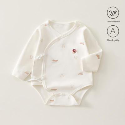Baby Pure Cotton Tie-Up Bodysuit, A-Class Print Coveralls, Newborn Crawler Suit, Sizes 52-66