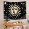 2D Sun and Moon Tapestry Black and White Celestial Wall Hanging Decor
