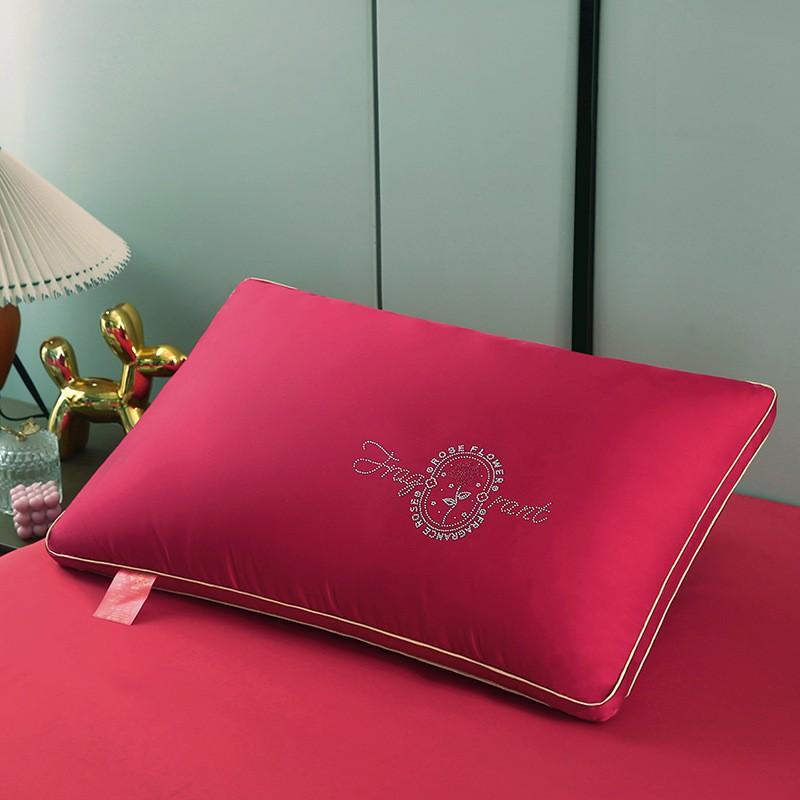 Cotton Wedding Pillow Bedding Comfort Support Neck Shoulder Long Rectangle 48x74cm Red