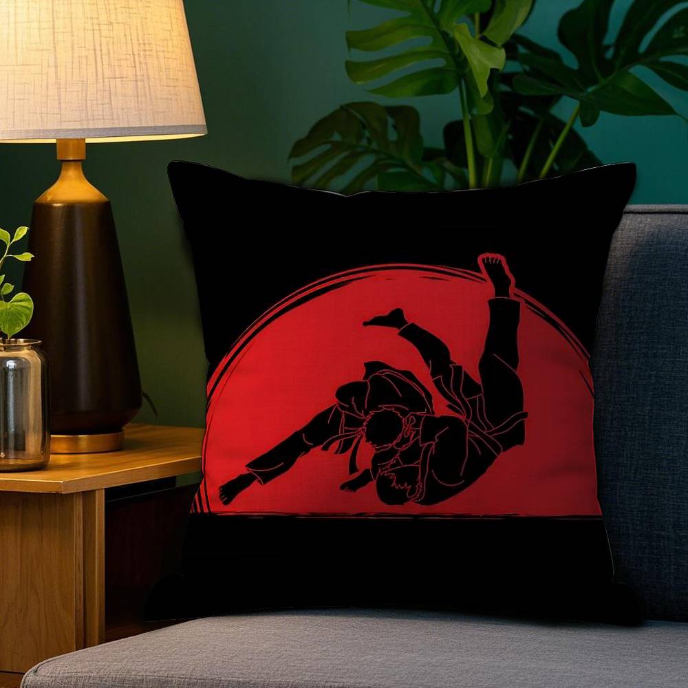 Sports Judo Martial Arts Pillow Case Plush Fabric Soft Double Sided Print Sofa Cushion Cover Throw Pillow Covers