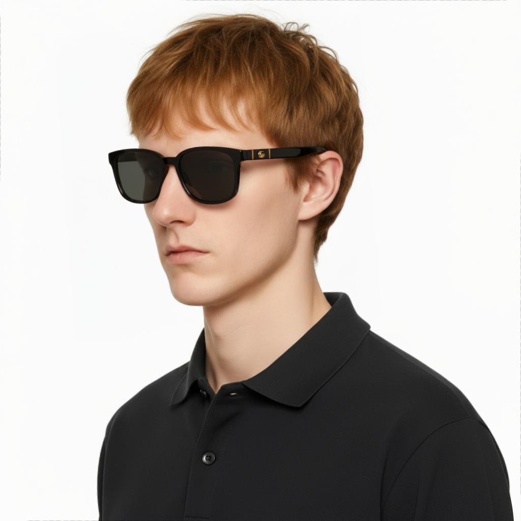 Gucci Square Sunglasses With Integrated Nose Pads Unisex Sunglasses Black GG0637SK