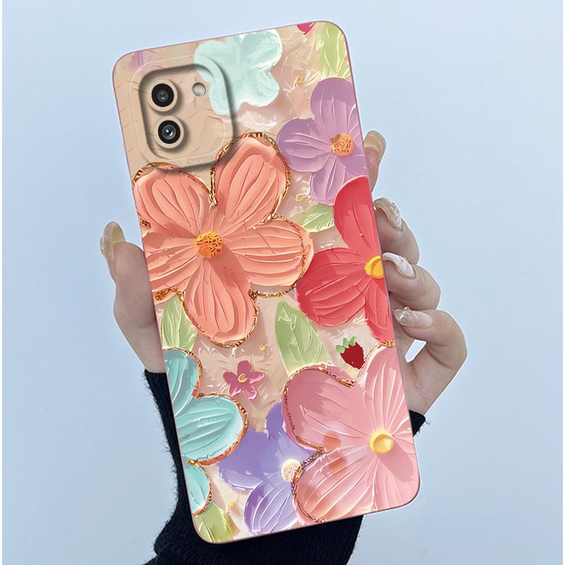 

Phone Case For Samsung Galaxy A03 A035F Simplicity Oil Painting Casing Camera Lens Protection Silicone Soft Shell New Back Cover Galaxy A03