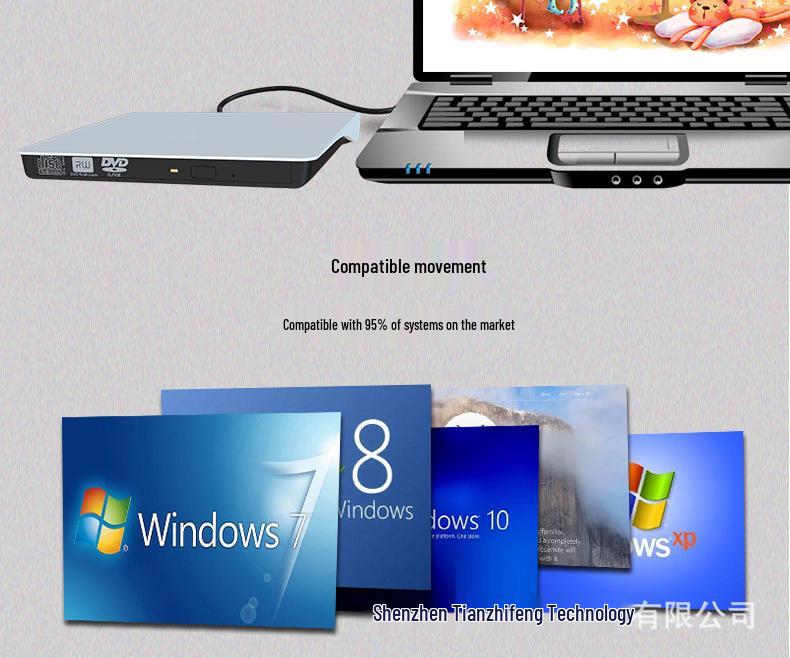 USB 3.0 Portable External DVD/CD Burner and Player for Laptops