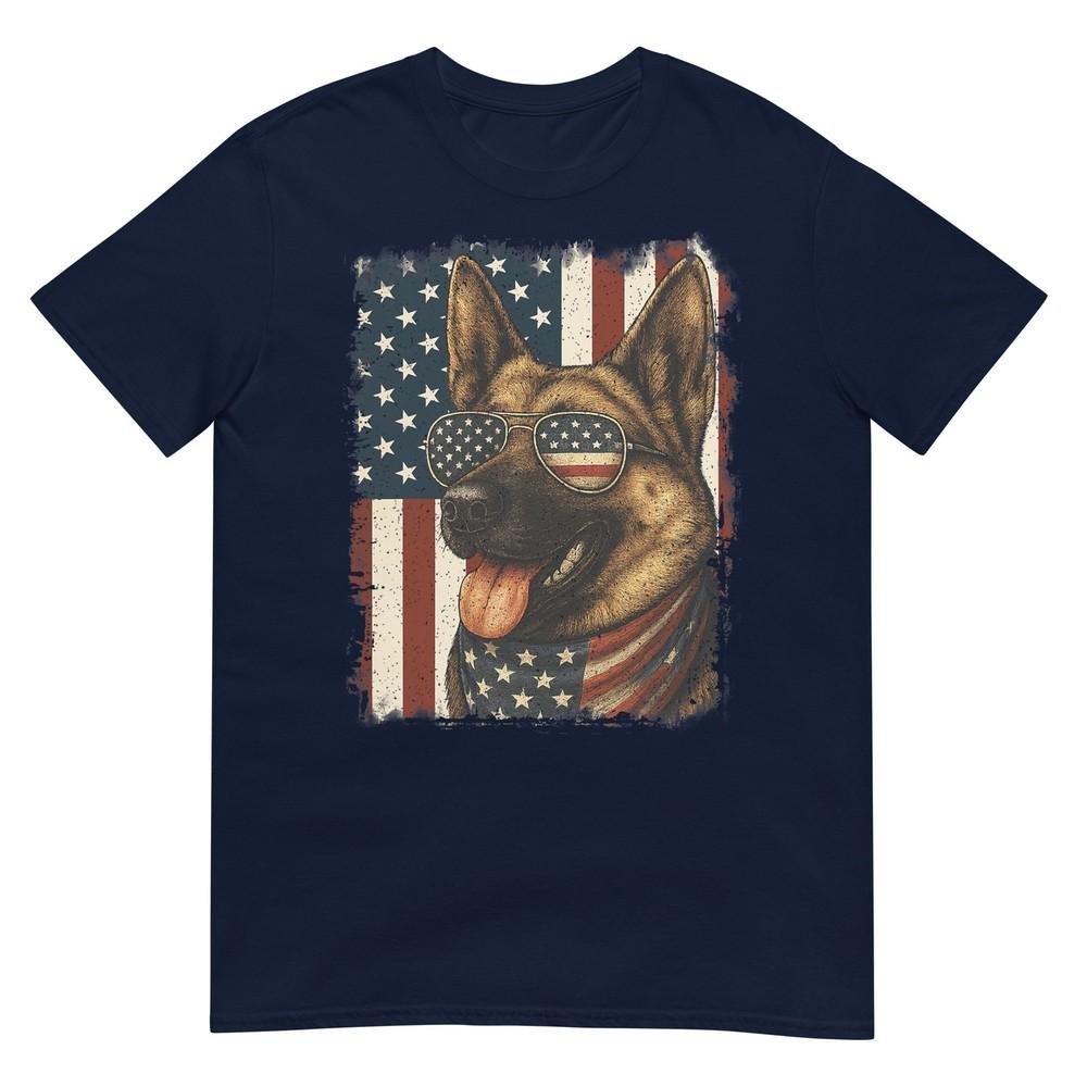 Patriotic American Flag Gerunisex Shepherd 4th Of July TShirt S