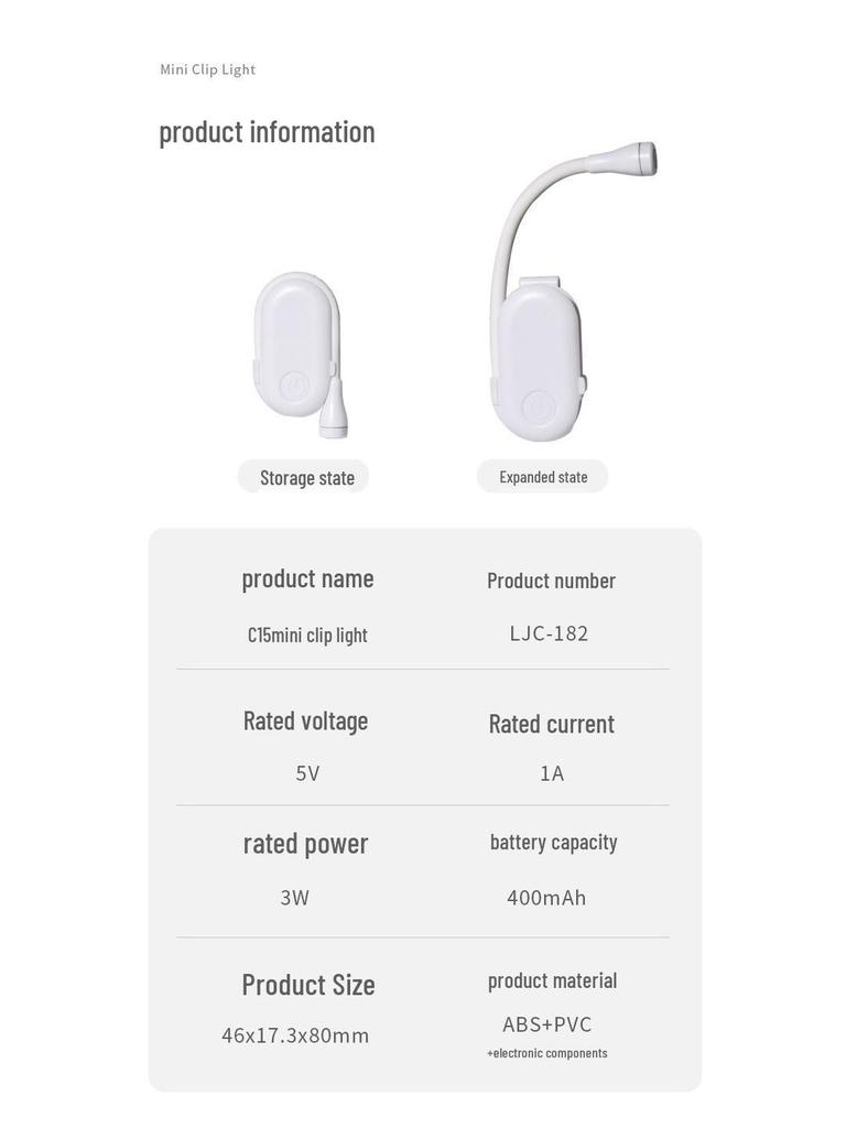 Compact USB Rechargeable LED Desk Lamp - Eye-Friendly Reading Light & Student Gift