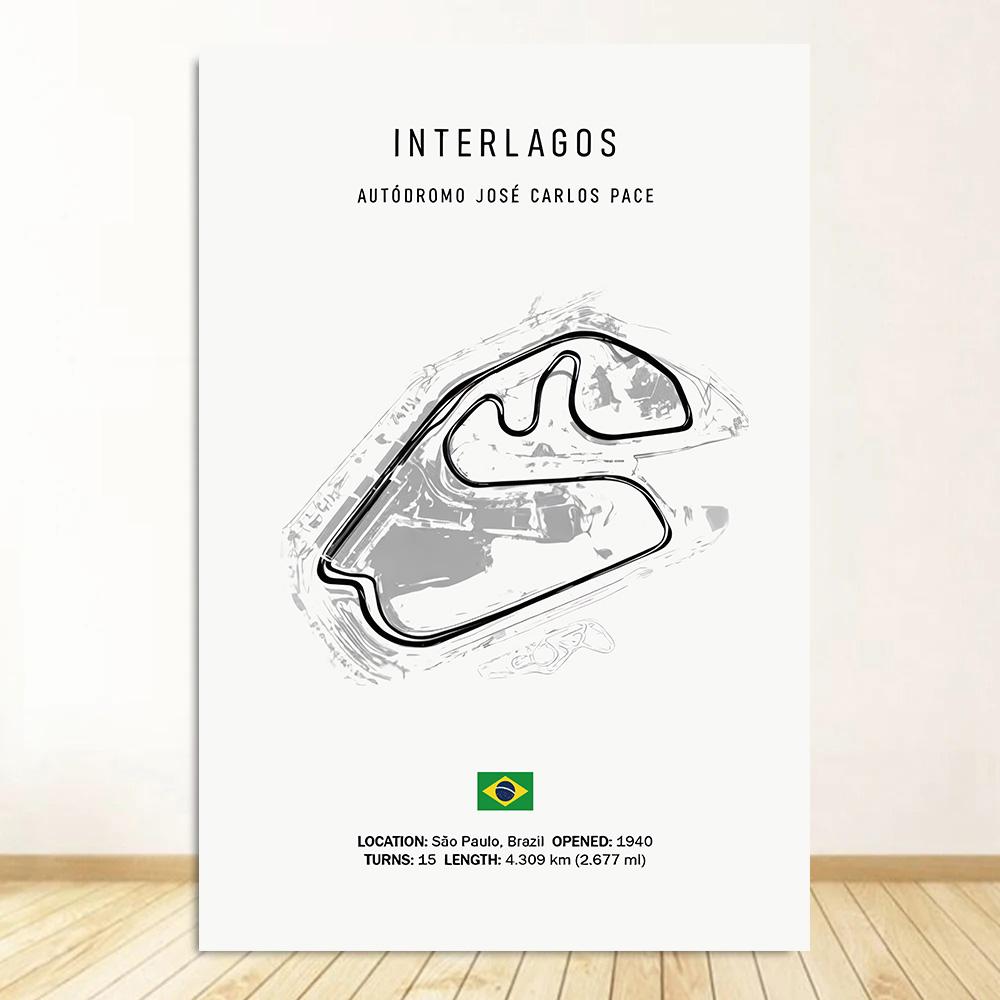 Classic Black And White Vintage Wall Art Formula 1 Imola Monaco Monza Circuit HD Oil On Canvas Posters And Home Decor Gifts