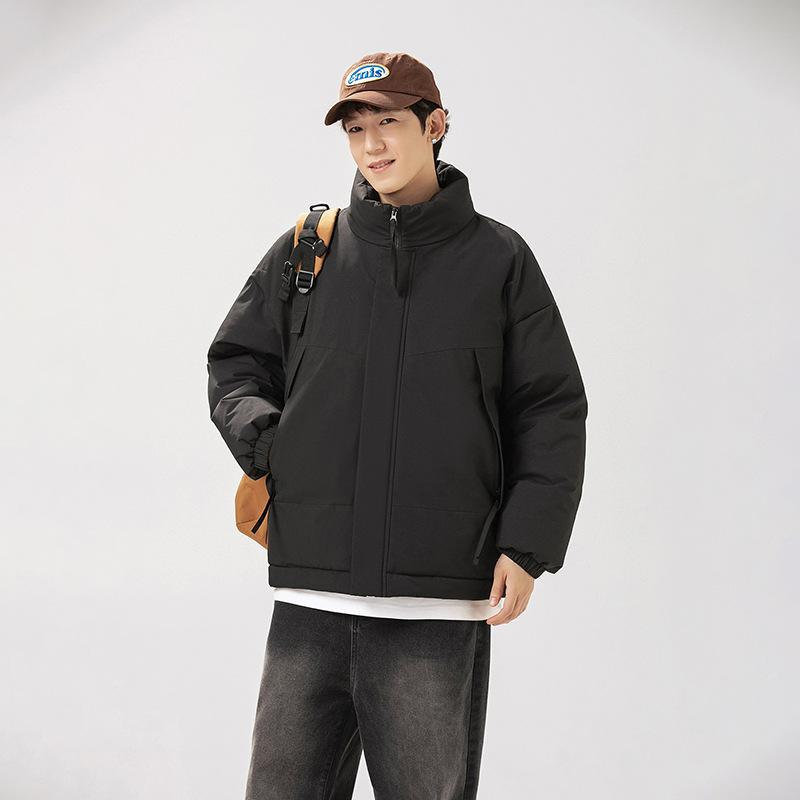 

2025 new down jacket loose version new stand-up collar winter coat thickened cotton clothes men S чорний