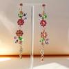 Exquisite flower design, fully artificial crystal inlay, long pendant earrings, elegant rural style, exquisite female gift