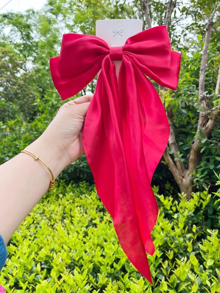 New Elegant Bow Ribbon Hair Clip Women Fashion Solid Bowknot Satin Hairpin Barrettes Girls Ponytail Clip Hair Accessories