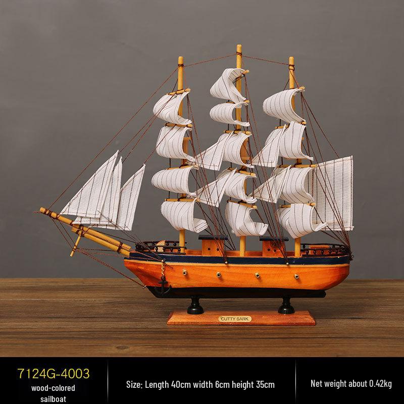 Wooden Pirate Ship Model: Small Boat Ornament for Office or Room Decoration