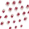 Pack Of 24 Artificial Nail Featuring 3D Textured Glitters Hearts French Design For Home Nail Art Multiple Sizes Included