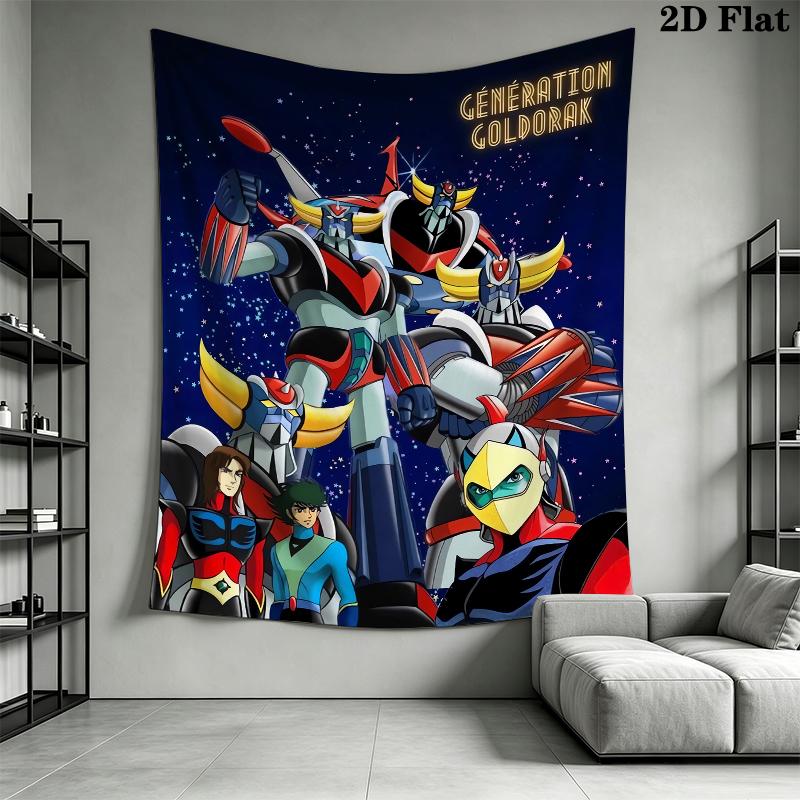 Grendizer Goldorak Wall Tapestry Aesthetic Wall Hanging Printed Fabric Blanket Decorative Tapestries for Bedroom Living Room Home Decor