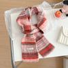 Cozy Knit Scarf Women Winter Warmth Creamy Pastel Color Block Style Soft Wool-Like Neck Wrap