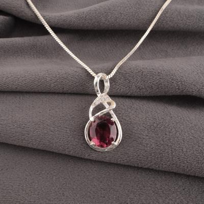 Rhodolit Ædelsten 925 Sterling Sølv Smykker Zirkon Vedhæng 1,22" Gave Til Hende CZP-13-8