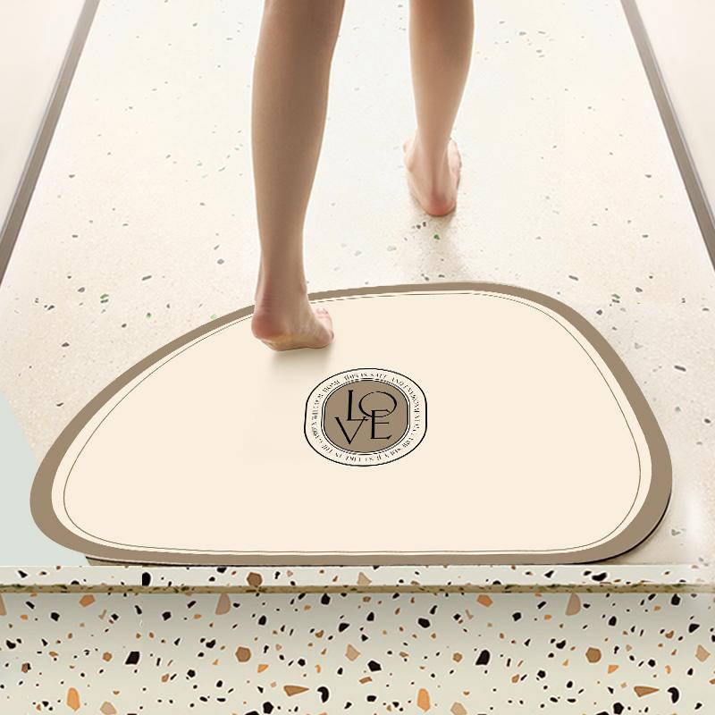 

U Shape Pink Diotomite Floor Bath Mat Absorbent Bathroom Carpet Anti-Slip Foot Mats Quick Dry Shower Toilet Rug Doormat Washable 40cmx60cm