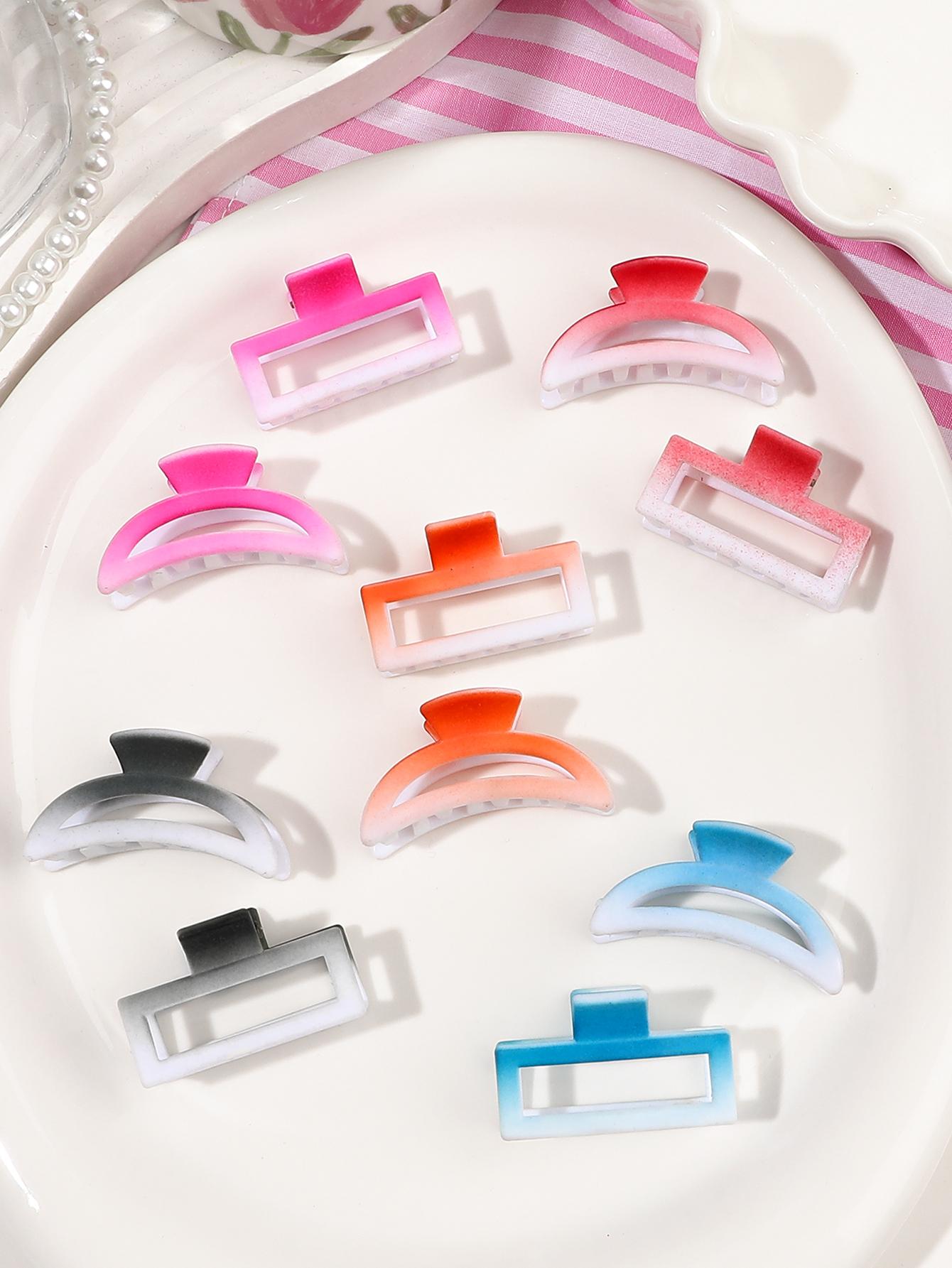 

10 шт. Разноцветные 1,8-дюймовые заколки-крабы для волос, прямоугольные маленькие зажимы для густых волос, нескользящие заколки-бананы, аксессуары для волос для женщин