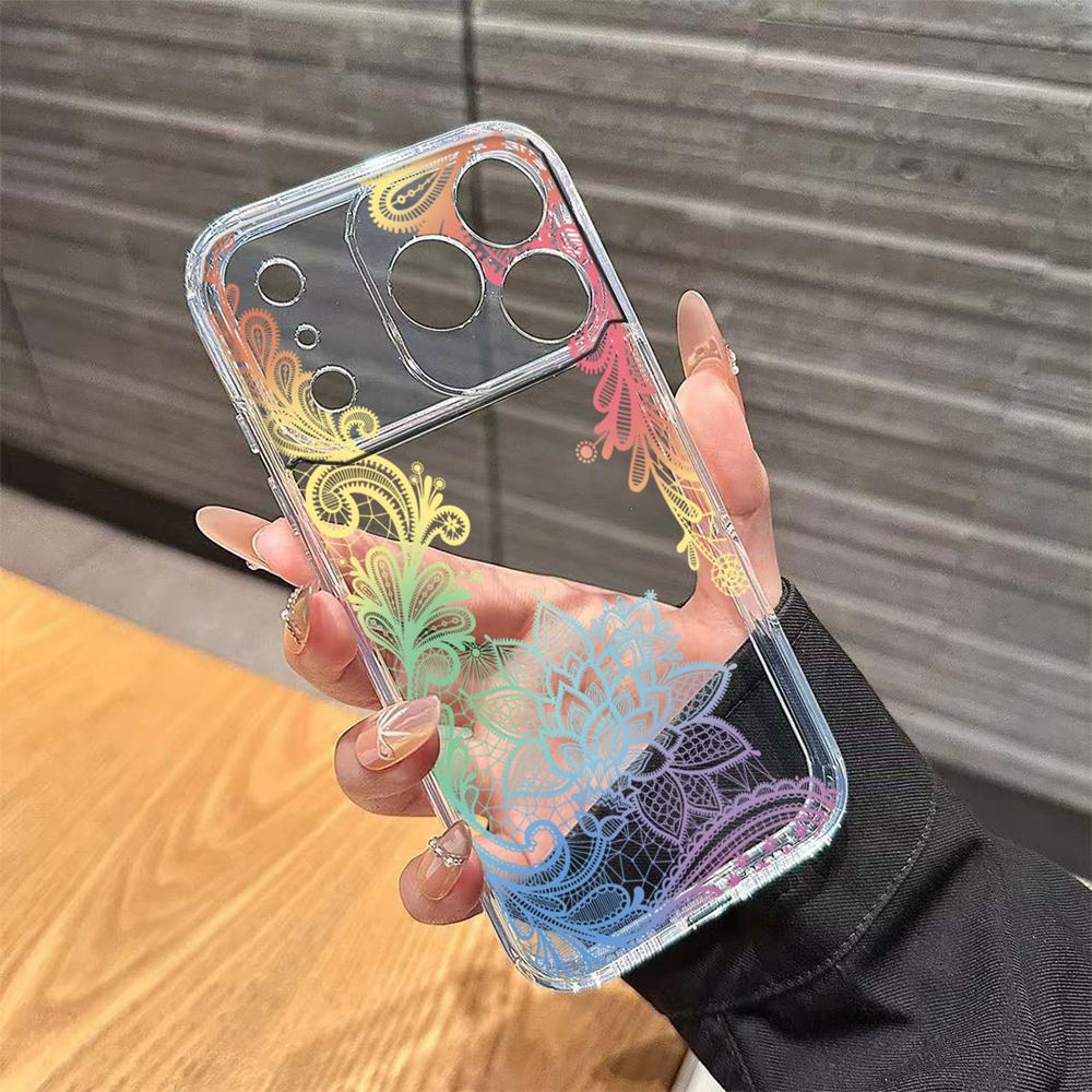Transparent Clear Lavender Phone Case For Apple Iphone 17 Pro Max 16 15 14 Plus 17Air Rose Flower Oil Painting Shockproof Cover