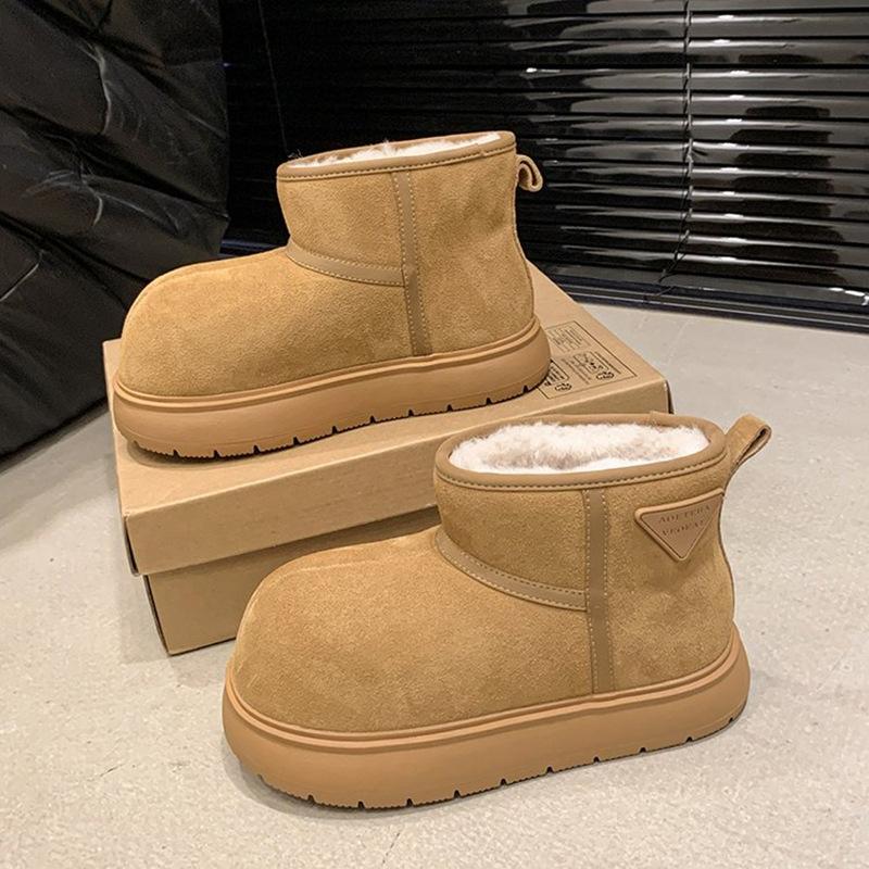 

Big head ugly cute snow boots women s velvet thickened cotton shoes winter winter new warm platform bread cotton boots 40 верблюд