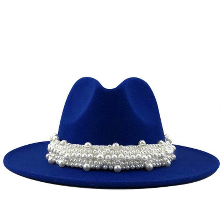 Modern Design Wool Felt Wide Brim Flat Top Hat Formal Fashion Women Fedora Hat