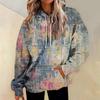 Womens Oversized Hooded Sweatshirt With 3D Print Graphic Loose Fit Long Sleeve Casual Top In Vintage Tie-Dye Style