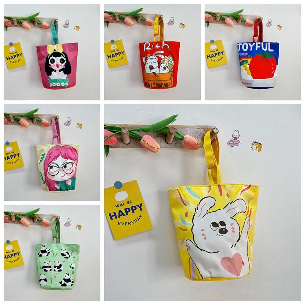 Cat Cartoon Canvas Bucket Bag Cartoon Girl Canvas Cat Shoulder Bag  Female/Children