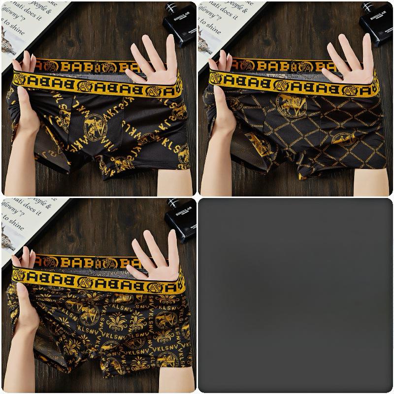 

3 шт. Мужское нижнее белье Ледяной шелк Брюки с плоскими штанинами Дышащие Брюки с квадратными штанинами Мужские шорты Удобное нижнее белье больших размеров Боксеры-слипы 4XL