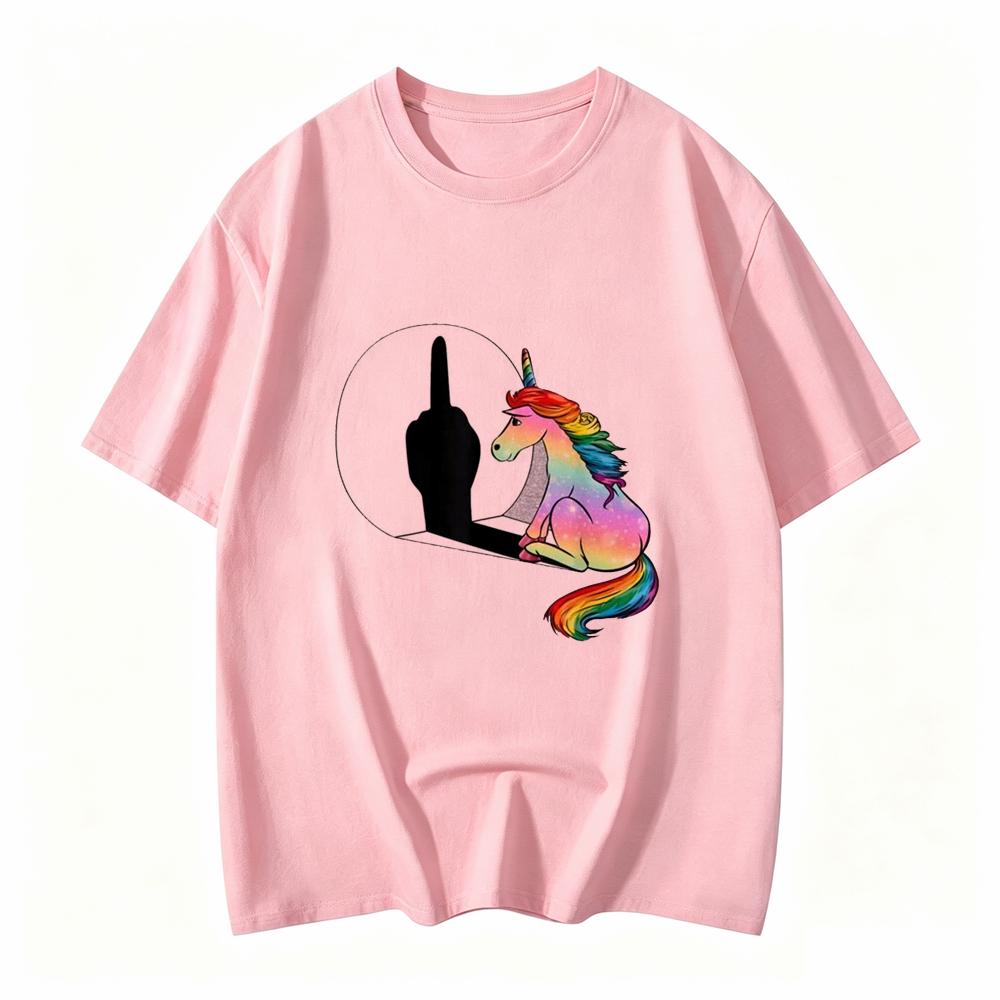 Unicorn Middle Finger Fxk T Shirt Unisex Unisexs Tshirt Streetwear Tshirts Anime Clothes Four Seasons