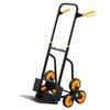 Stair Climbing Cart, 200 kg Stair-Climbing Capacity, Heavy-Duty Folding Trolley Cart with Telescoping Handle, 6 Wheels and 2 Bungee Cords, Stair