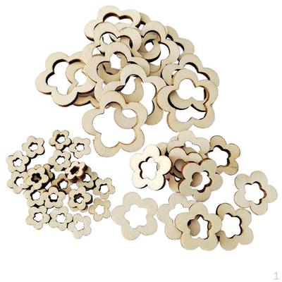 100 Hollow Unpainted Wood Pieces Embellishments Craft Paint Woodworking