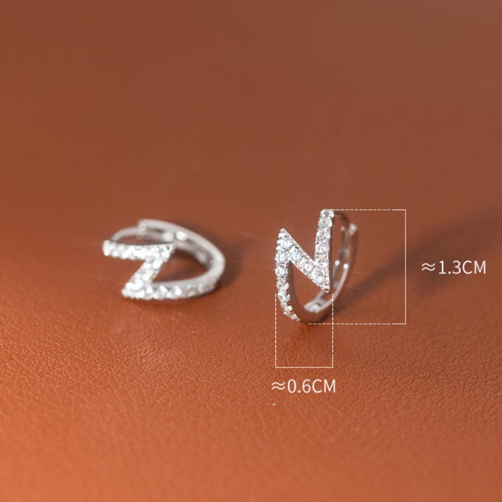 New Fashion 925 Silver Minimalist Mini Lightning Earring for Women Shinny Zircon Hoop Earrings Jewelry