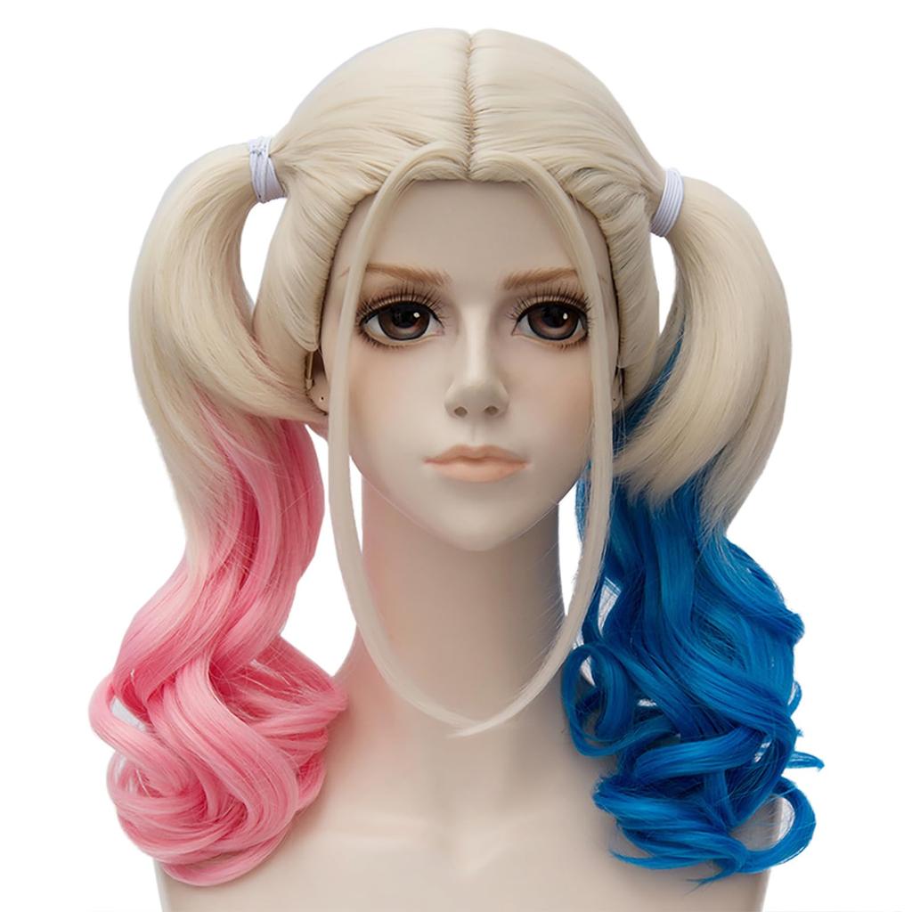 Harley Quinn Cosplay Costume with Wig Version x Black Red x Harley Quinn Suicide Squad Style Halloween Costume for Women Version x [milky time] -